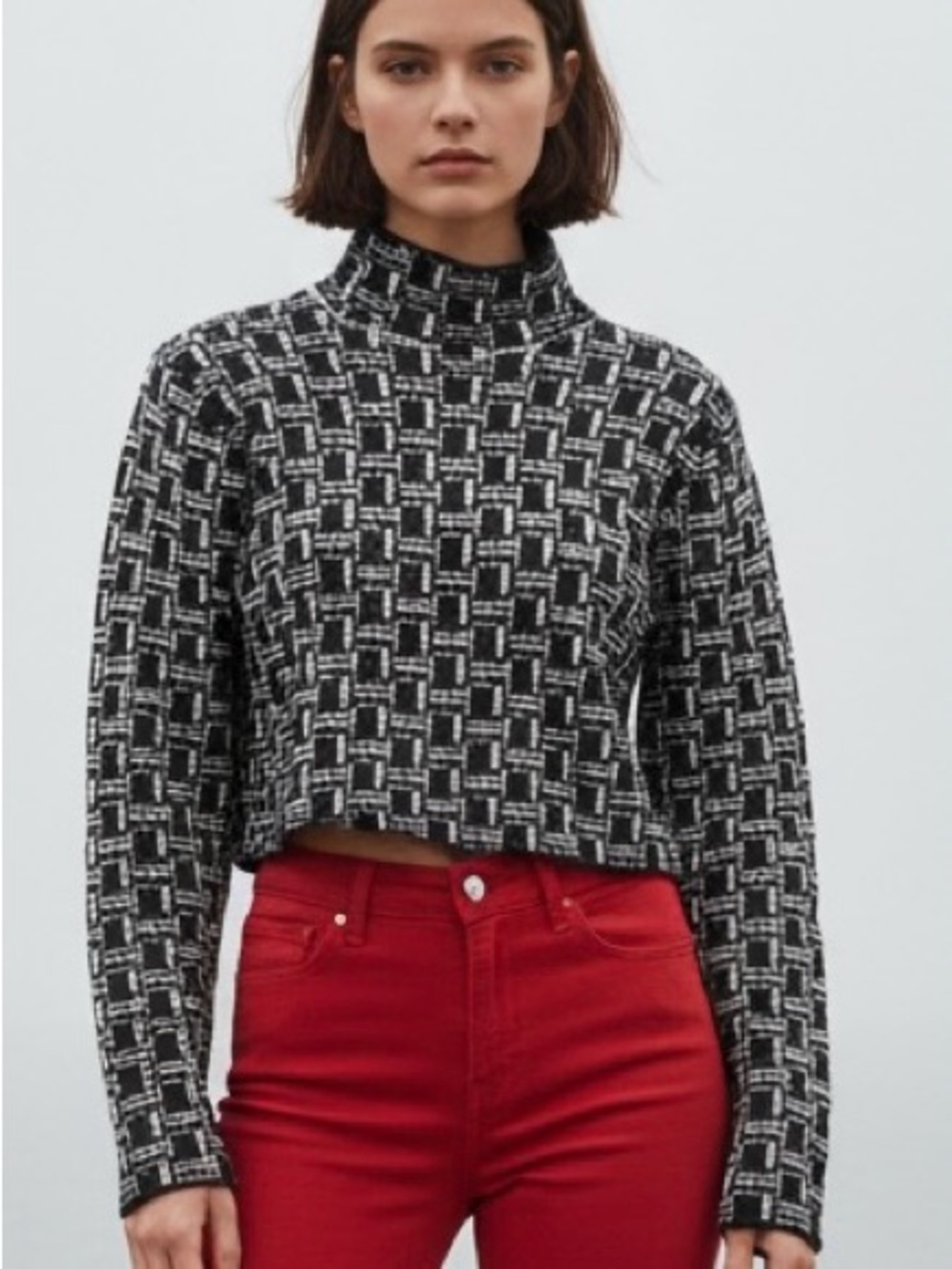 Zara cropped geometric sweater